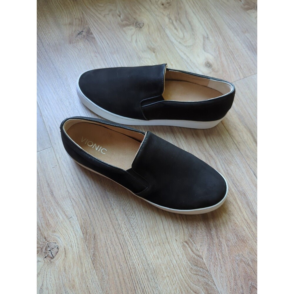 Vionic Midi Black Suede Slip On Comfort Sneaker Loafers Womens 9